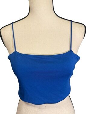Blue Spaghetti Strap Crop Top